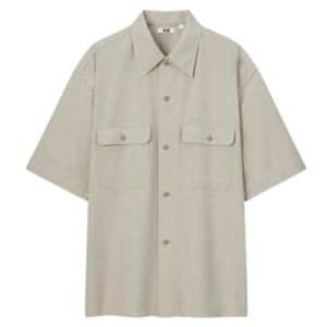 Lemaire Uniqlo U Oversize Camp Work Shirt Short Sleeve Lycocell XS/S Linen Khaki